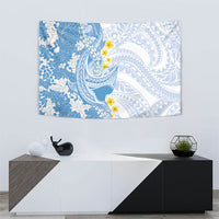 Blue Hawaii Shark Tattoo Tapestry Puakenikeni Lei Plumeria Polynesian Pattern