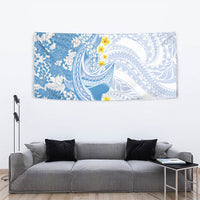 Blue Hawaii Shark Tattoo Tapestry Puakenikeni Lei Plumeria Polynesian Pattern