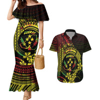 Reggae Kosrae Liberation Day Couples Matching Mermaid Dress and Hawaiian Shirt September 8 Polynesian Tattoo LT14 Reggae - Polynesian Pride