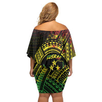 Reggae Kosrae Liberation Day Family Matching Off Shoulder Short Dress and Hawaiian Shirt September 8 Polynesian Tattoo LT14 - Polynesian Pride