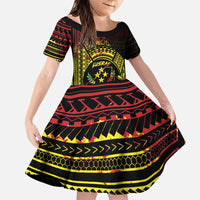 Reggae Kosrae Liberation Day Family Matching Puletasi and Hawaiian Shirt September 8 Polynesian Tattoo LT14 Daughter's Dress Reggae - Polynesian Pride