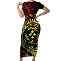Reggae Kosrae Liberation Day Family Matching Short Sleeve Bodycon Dress and Hawaiian Shirt September 8 Polynesian Tattoo LT14 Mom's Dress Reggae - Polynesian Pride