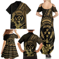 Gold Kosrae Liberation Day Family Matching Summer Maxi Dress and Hawaiian Shirt September 8 Polynesian Tattoo LT14 - Polynesian Pride
