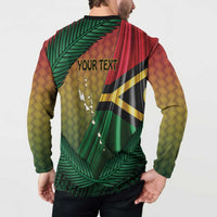 Personalised Long Live Vanuatu Independence Day Button Sweatshirt 46th Anniversary Woven Pattern LT14 - Polynesian Pride