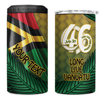 Personalised Long Live Vanuatu Independence Day 4 in 1 Can Cooler Tumbler 45th Anniversary Woven Pattern - Polynesian Pride