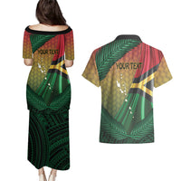 Personalised Long Live Vanuatu Independence Day Couples Matching Puletasi and Hawaiian Shirt 45th Anniversary Woven Pattern - Polynesian Pride