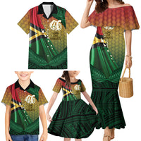Personalised Long Live Vanuatu Independence Day Family Matching Mermaid Dress and Hawaiian Shirt 45th Anniversary Woven Pattern LT14 - Polynesian Pride