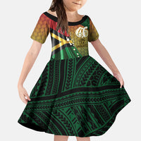 Personalised Long Live Vanuatu Independence Day Family Matching Off Shoulder Maxi Dress and Hawaiian Shirt 45th Anniversary Woven Pattern LT14 Daughter's Dress Reggae - Polynesian Pride