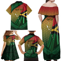 Personalised Long Live Vanuatu Independence Day Family Matching Off Shoulder Maxi Dress and Hawaiian Shirt 45th Anniversary Woven Pattern LT14 - Polynesian Pride