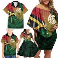 Personalised Long Live Vanuatu Independence Day Family Matching Off Shoulder Short Dress and Hawaiian Shirt 45th Anniversary Woven Pattern LT14 - Polynesian Pride