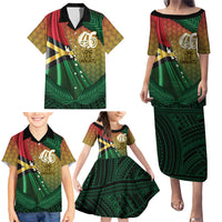 Personalised Long Live Vanuatu Independence Day Family Matching Puletasi and Hawaiian Shirt 45th Anniversary Woven Pattern - Polynesian Pride
