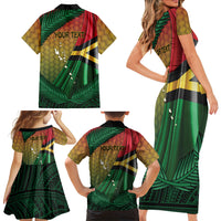 Personalised Long Live Vanuatu Independence Day Family Matching Short Sleeve Bodycon Dress and Hawaiian Shirt 45th Anniversary Woven Pattern LT14 - Polynesian Pride