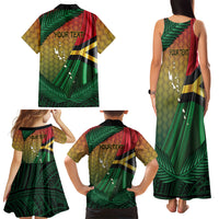Personalised Long Live Vanuatu Independence Day Family Matching Tank Maxi Dress and Hawaiian Shirt 45th Anniversary Woven Pattern LT14 - Polynesian Pride