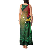 Personalised Long Live Vanuatu Independence Day Tank Maxi Dress 45th Anniversary Woven Pattern - Polynesian Pride