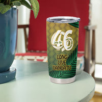 Personalised Long Live Vanuatu Independence Day Tumbler Cup 45th Anniversary Woven Pattern - Polynesian Pride