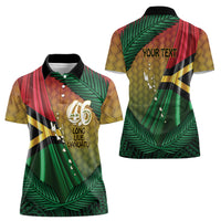 Personalised Long Live Vanuatu Independence Day Women Polo Shirt 45th Anniversary Woven Pattern - Polynesian Pride