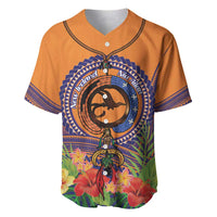 PNG New Ireland Province Baseball Jersey Niu Ailan Necklace Polynesian Tattoo LT14 Orange - Polynesian Pride