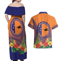 PNG New Ireland Province Couples Matching Off Shoulder Maxi Dress and Hawaiian Shirt Niu Ailan Necklace Polynesian Tattoo LT14 - Polynesian Pride