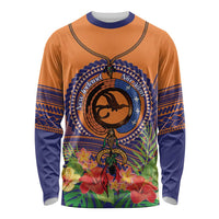 PNG New Ireland Province Long Sleeve Shirt Niu Ailan Necklace Polynesian Tattoo LT14 Unisex Orange - Polynesian Pride