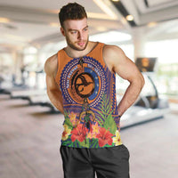PNG New Ireland Province Men Tank Top Niu Ailan Necklace Polynesian Tattoo LT14 Orange - Polynesian Pride