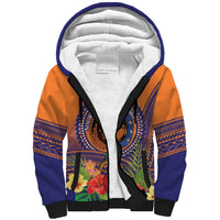 PNG New Ireland Province Sherpa Hoodie Niu Ailan Necklace Polynesian Tattoo LT14 Unisex Orange - Polynesian Pride