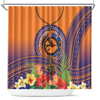 PNG New Ireland Province Shower Curtain Niu Ailan Necklace Polynesian Tattoo LT14 Orange - Polynesian Pride