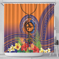 PNG New Ireland Province Shower Curtain Niu Ailan Necklace Polynesian Tattoo LT14 - Polynesian Pride