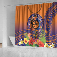 PNG New Ireland Province Shower Curtain Niu Ailan Necklace Polynesian Tattoo LT14 - Polynesian Pride