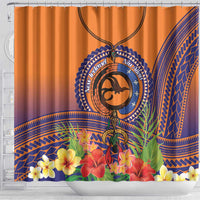 PNG New Ireland Province Shower Curtain Niu Ailan Necklace Polynesian Tattoo LT14 - Polynesian Pride