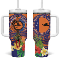 PNG New Ireland Province Tumbler With Handle Niu Ailan Necklace Polynesian Tattoo LT14 One Size: 40 oz Orange - Polynesian Pride