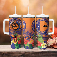 PNG New Ireland Province Tumbler With Handle Niu Ailan Necklace Polynesian Tattoo LT14 - Polynesian Pride