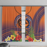 PNG New Ireland Province Window Curtain Niu Ailan Necklace Polynesian Tattoo LT14 With Hooks Orange - Polynesian Pride