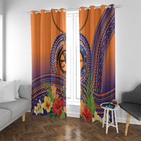 PNG New Ireland Province Window Curtain Niu Ailan Necklace Polynesian Tattoo LT14 With Grommets Orange - Polynesian Pride