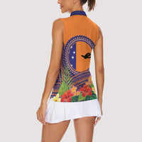 PNG New Ireland Province Women Sleeveless Polo Shirt Niu Ailan Necklace Polynesian Tattoo LT14 - Polynesian Pride