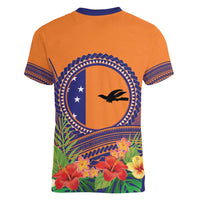 PNG New Ireland Province Women V-Neck T-Shirt Niu Ailan Necklace Polynesian Tattoo LT14 - Polynesian Pride