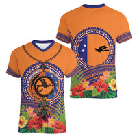 PNG New Ireland Province Women V-Neck T-Shirt Niu Ailan Necklace Polynesian Tattoo LT14 - Polynesian Pride
