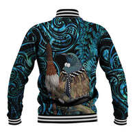 New Zealand Tui Bird Taiaha Baseball Jacket Maori Weapon Paua Shell Mix Silver Fern