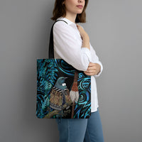 New Zealand Tui Bird Taiaha Tote Bag Maori Weapon Paua Shell Mix Silver Fern