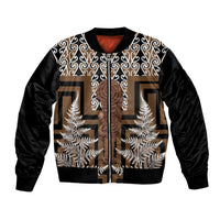 Wahaika New Zealand Bomber Jacket Maori Weapon Kowhaiwhai Fern Poutama Motifs