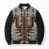 Wahaika New Zealand Bomber Puffer Jacket Maori Weapon Kowhaiwhai Fern Poutama Motifs
