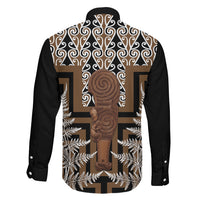 Wahaika New Zealand Family Matching Off The Shoulder Long Sleeve Dress and Hawaiian Shirt Maori Weapon Kowhaiwhai Fern Poutama Motifs