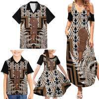 Wahaika New Zealand Family Matching Summer Maxi Dress and Hawaiian Shirt Maori Weapon Kowhaiwhai Fern Poutama Motifs