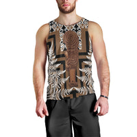 Wahaika New Zealand Men Tank Top Maori Weapon Kowhaiwhai Fern Poutama Motifs