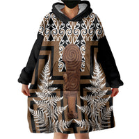 Wahaika New Zealand Wearable Blanket Hoodie Maori Weapon Kowhaiwhai Fern Poutama Motifs