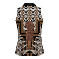 Wahaika New Zealand Women Sleeveless Polo Shirt Maori Weapon Kowhaiwhai Fern Poutama Motifs