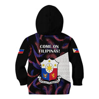 Philippines Football Kid Hoodie 2023 World Cup Go Filipinas Feather Black Version LT14 - Polynesian Pride