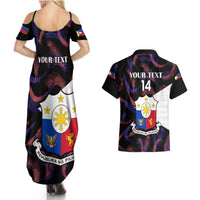 Custom Philippines Football Couples Matching Summer Maxi Dress and Hawaiian Shirt 2023 World Cup Go Filipinas Feather Black Version LT14 - Polynesian Pride