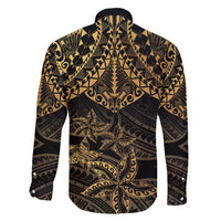 Black and Gold Polynesia Family Matching Tank Maxi Dress and Hawaiian Shirt Plumeria Tattoo With Polynesian Pattern LT14 - Polynesian Pride
