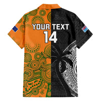 Custom Fiji And Australia Rugby Family Matching Off Shoulder Maxi Dress and Hawaiian Shirt Fijian Tapa Pattern With Aussie Aboriginal Art LT14 - Polynesian Pride