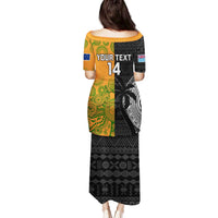 Custom Fiji And Australia Rugby Family Matching Puletasi and Hawaiian Shirt Fijian Tapa Pattern With Aussie Aboriginal Art LT14 - Polynesian Pride